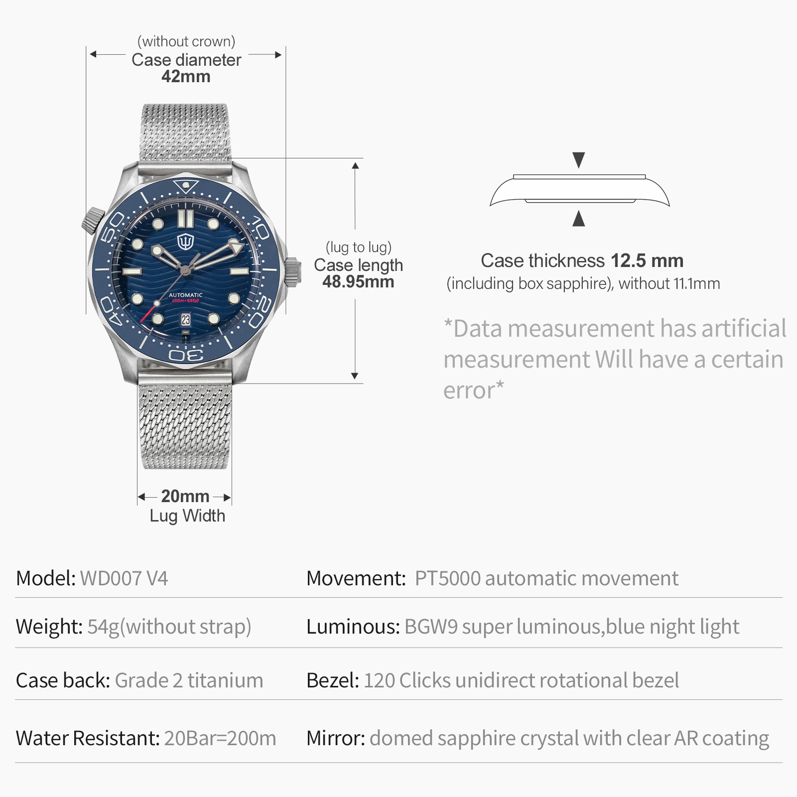 Watchdives WD007 V4 Mechanical - Luxury Watch Grade recension och pris